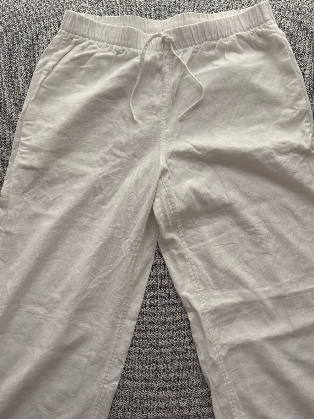 Babaton White Linen Drawstring Pants